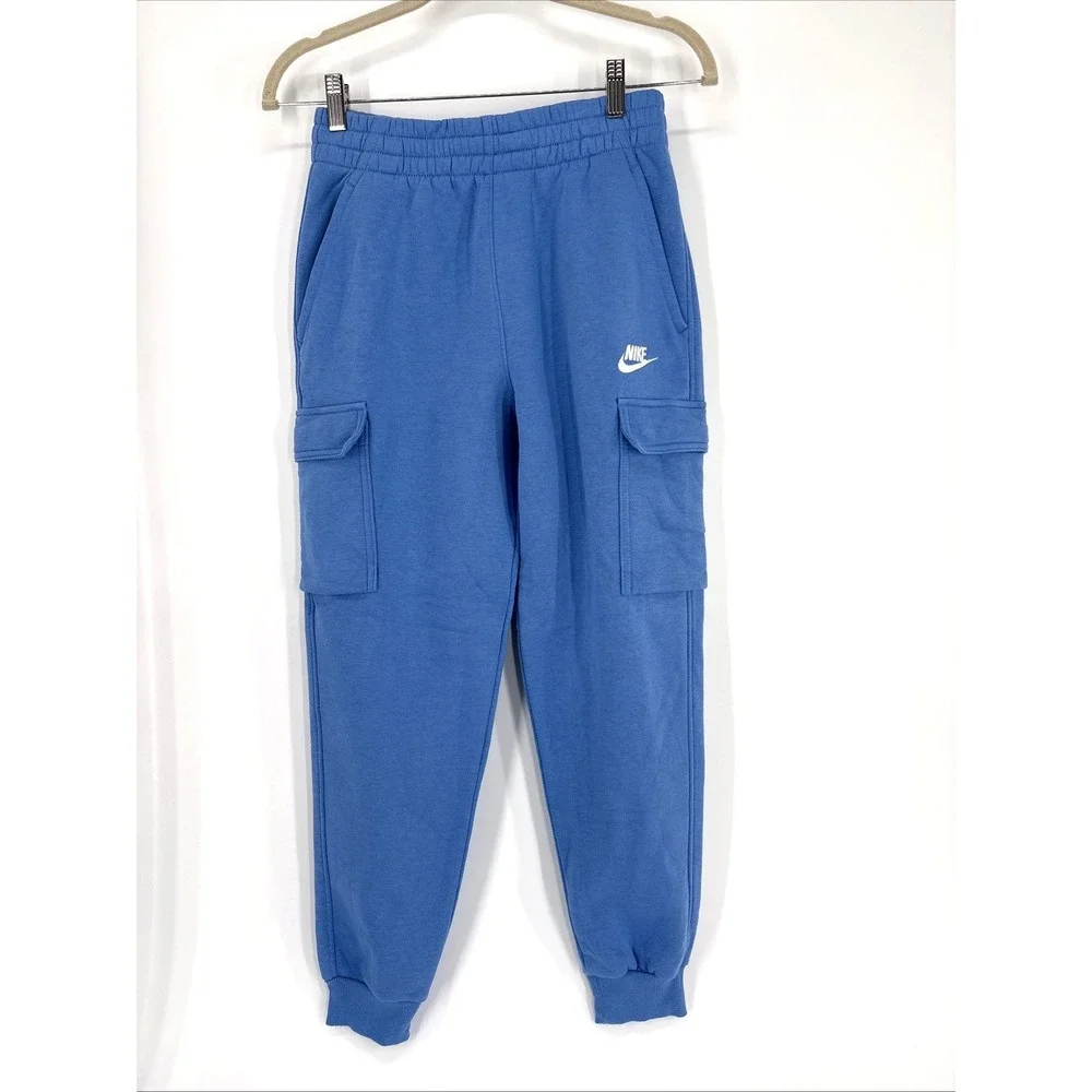 Nike Fleece Cargo Joggers Sweatpants Beyond Blue Big Kids Youth Large